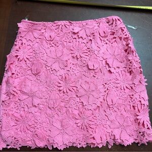 Mainstrip medium Barbie pink lace doily short mini skirt floral beachy vacation